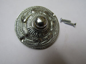 Rococo Round Bell Push Polished Chrome.