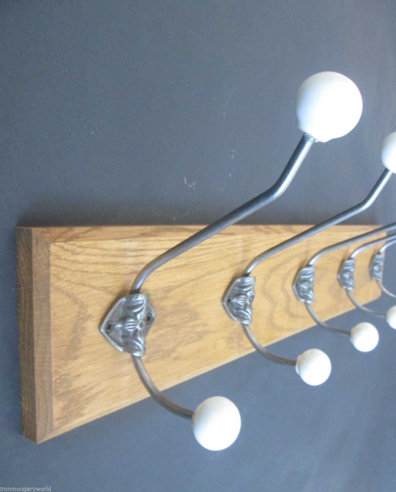 White Rossete 6 Hook Coat Rail 68cm.