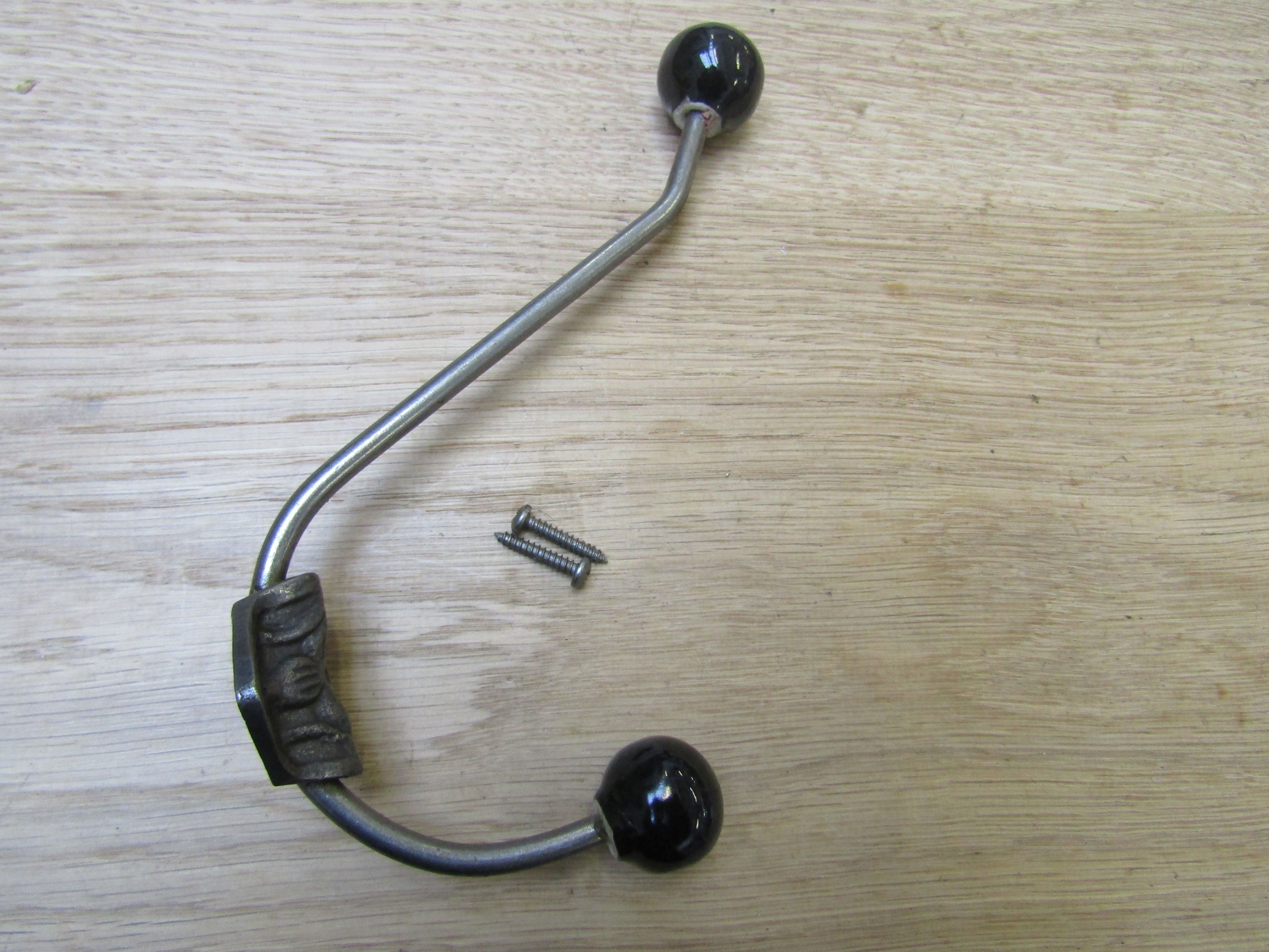 Rosette Ceramic Ball Tip Coat Hook Black.