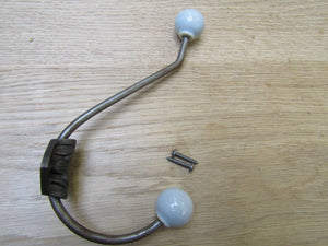 Rosette Ceramic Ball Tip Coat Hook Duck Egg Blue.