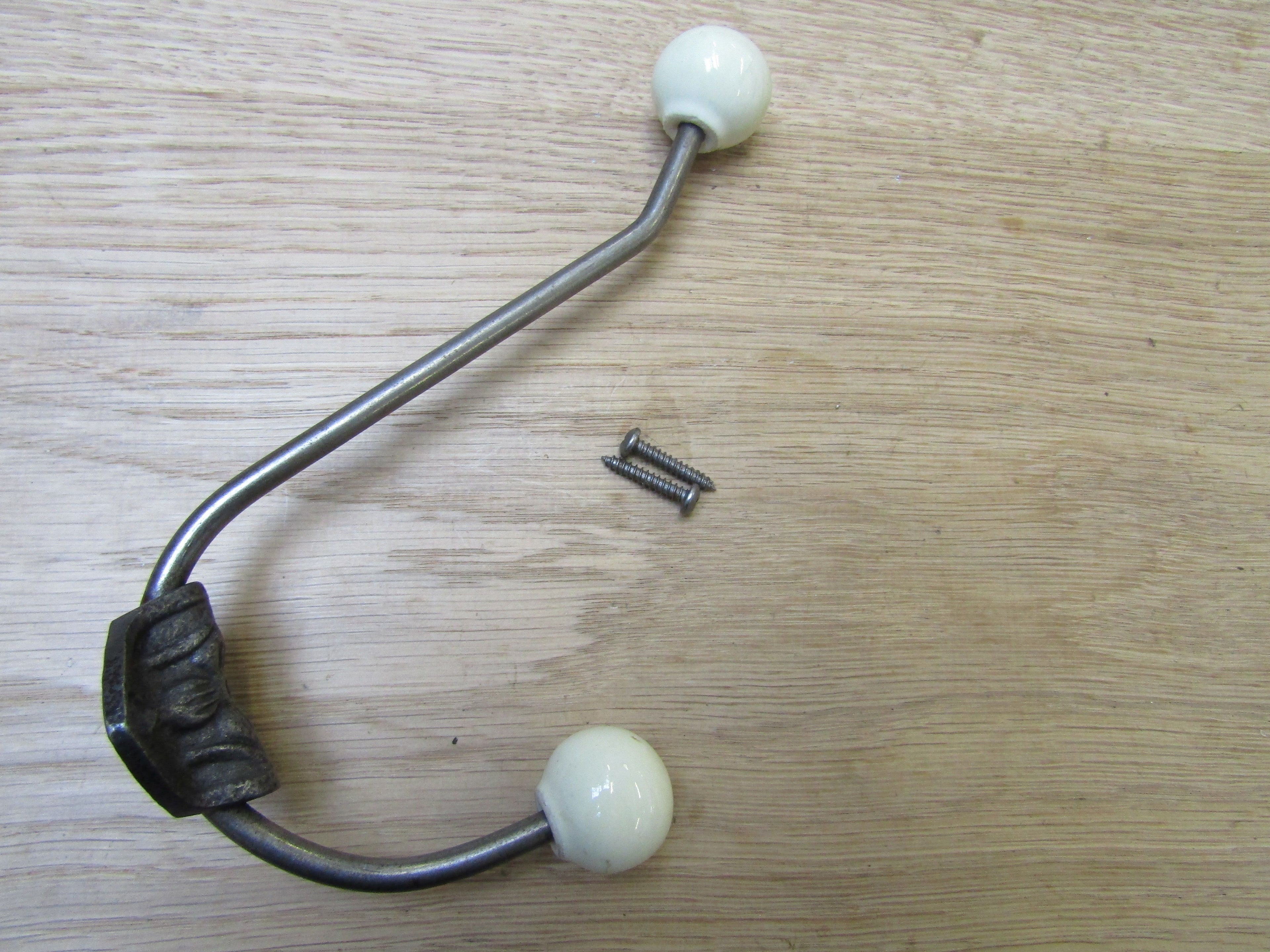 Rosette Ceramic Ball Tip Coat Hook Pale Yellow.