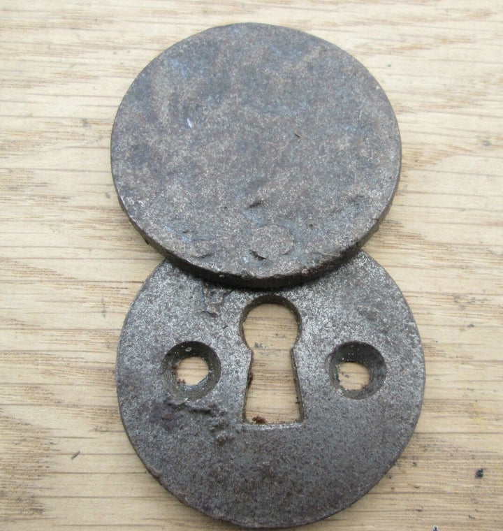 Round Covered Escutcheon Antique Iron.