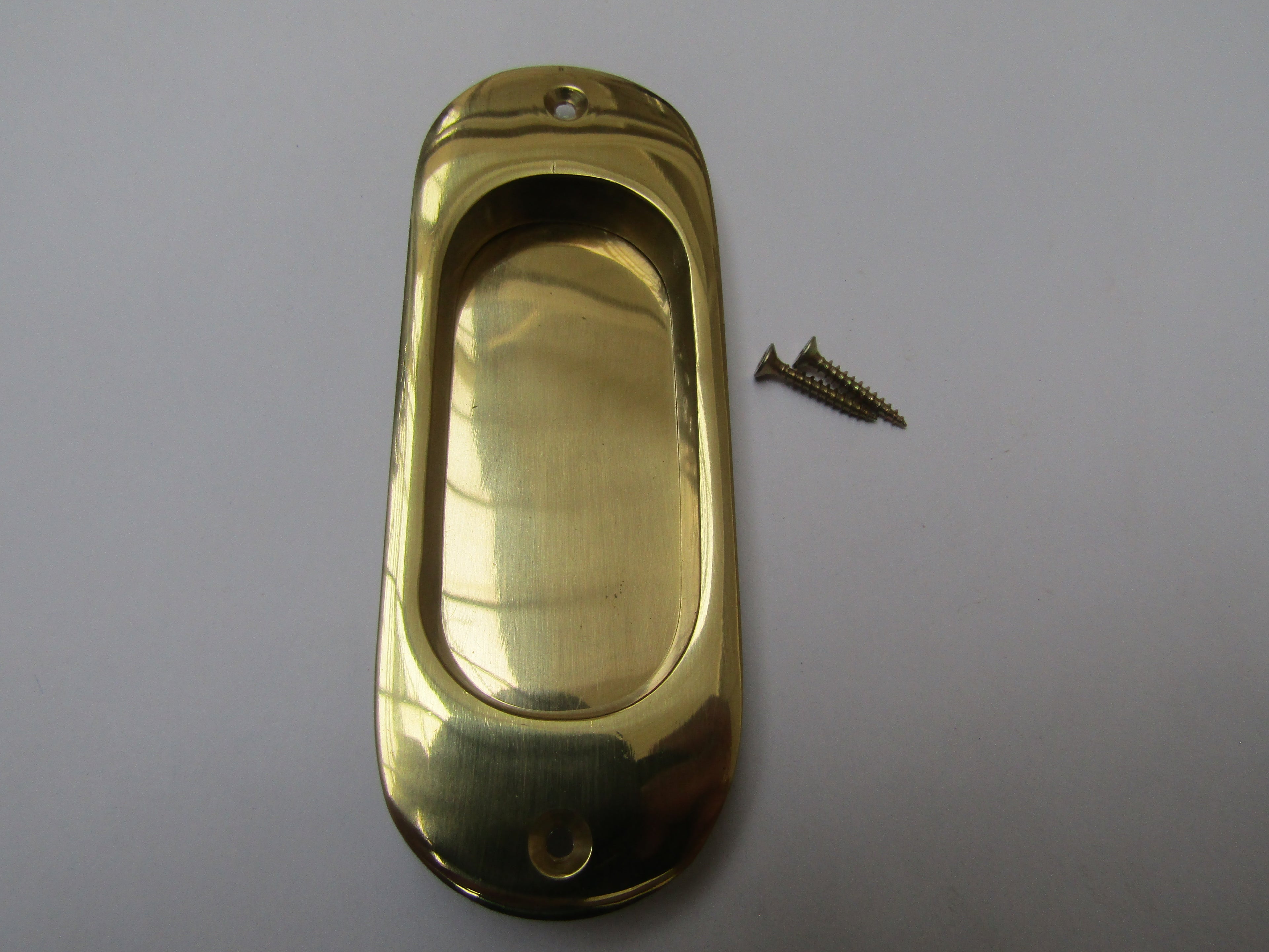 Round Edge Recessed Handle Polished Brass.