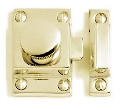 Round Knob Cupboard catch Polished Brass.