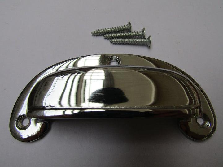Round Lipped Cabinet Cup Pull Handle Polished Chrome.