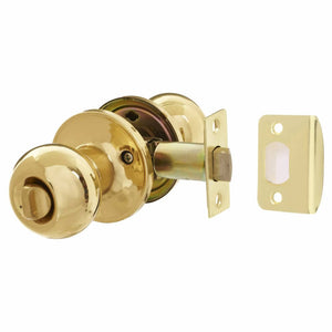 Round Top Mortice Bathroom Door Knob Set Polished Brass.