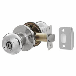 Round Top Mortice Bathroom Door Knob set Polished Chrome.