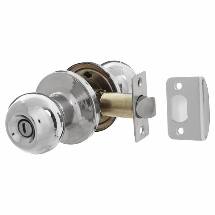Round Top Mortice Bathroom Door Knob set Polished Chrome.