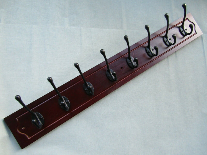 8 Hooks Coat Hook Rail Mahogany.