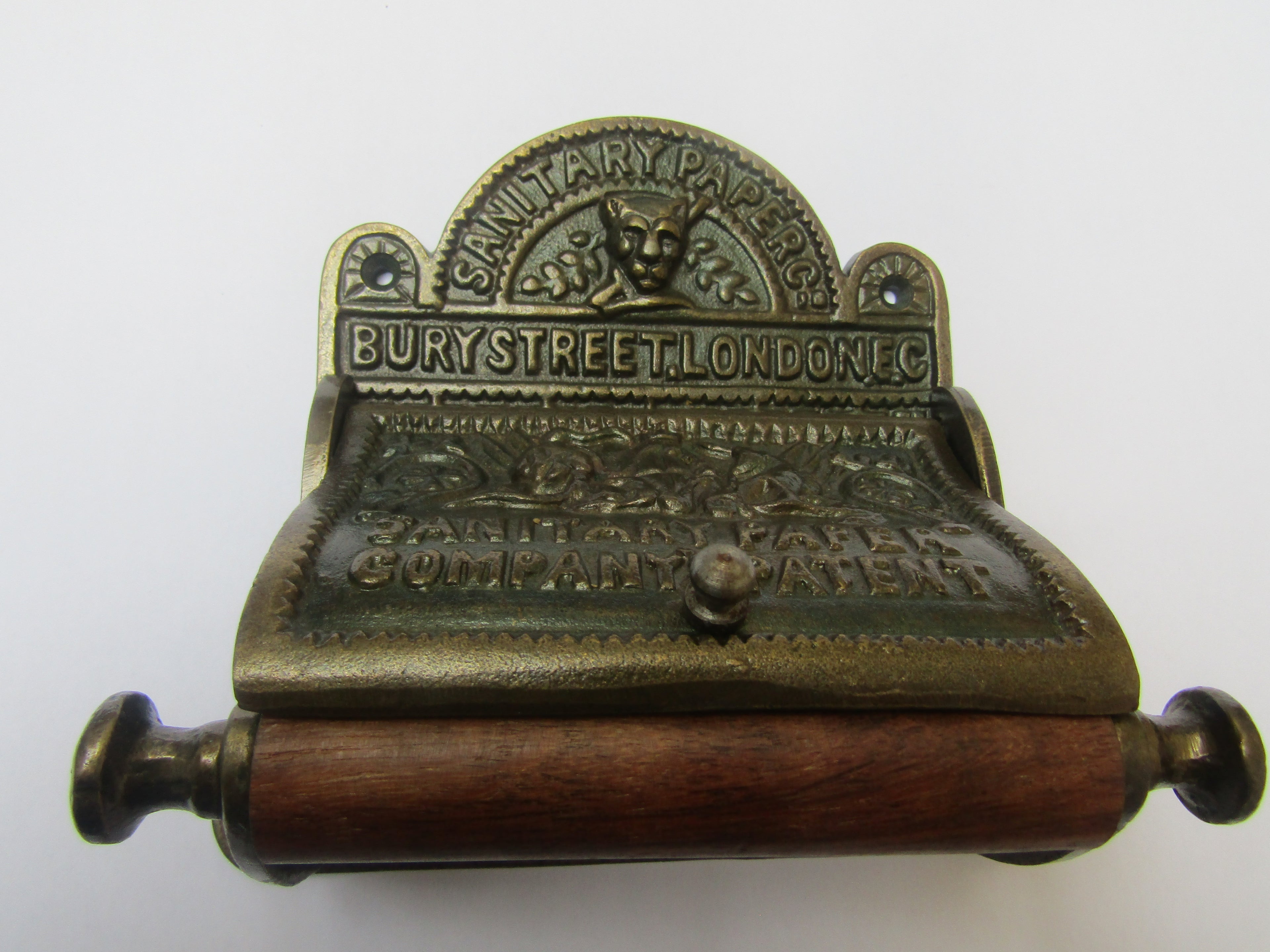 Bury St London Toilet Roll Holder Antique Brass.