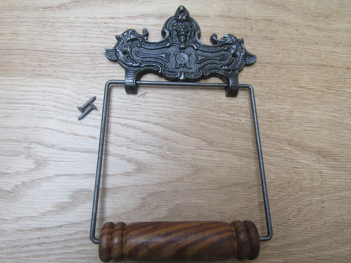 Lion Head Toilet Roll Holder Antique Iron.