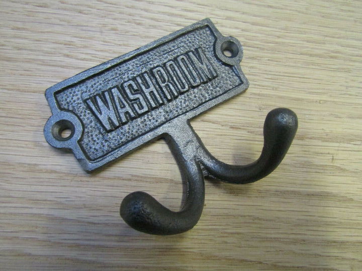 Washroom Plaque Double Coat Hook.