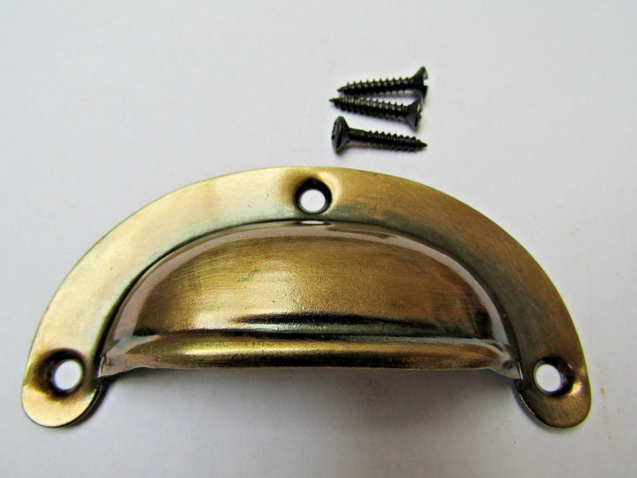Lugged Pressed Steel Cup Pull Burnished Antique Brass.