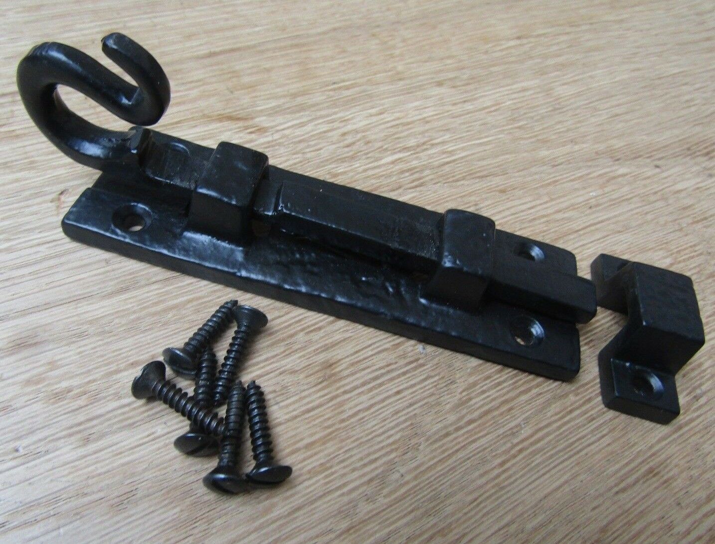 4inch Curly Tail Straight Door Bolt Black Antique.