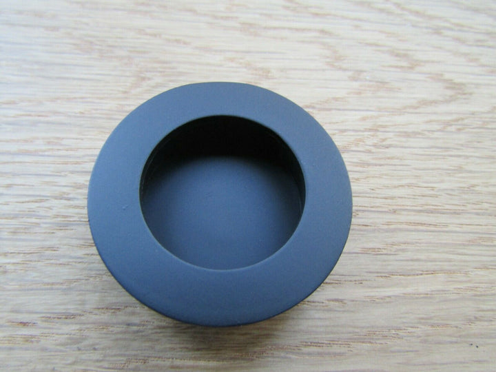 Small Round Recessed Flush Pull Matt Black.