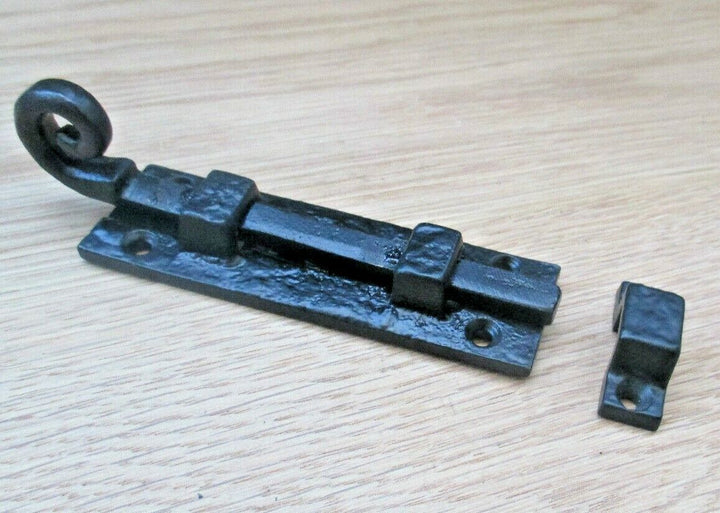 4inch Curly Monkey Tail Straight Slide Door Bolt Black Antique.