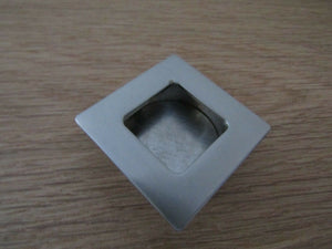 Small Square Recessed Flush Pull Satin Steel.