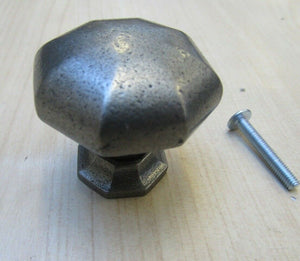 Octagonal Bold Cabinet Knob Antique Iron 37mm.