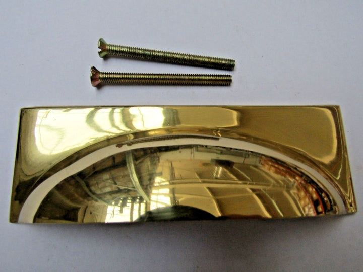 Rear Fix Rectangular Cup Pull Polished Brass.