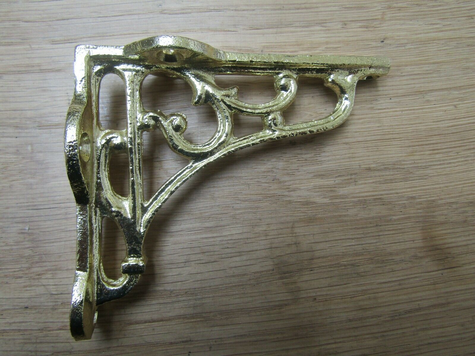 Pair Of 4inch Victorian Scroll Shelf Brackets Polished Brass.
