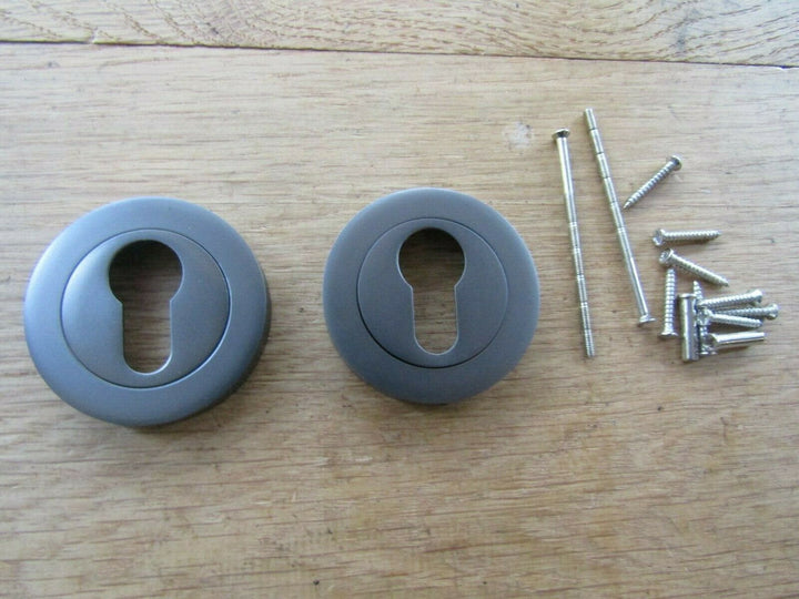 Pair Of Euro Profile Key Escutcheon Black Nickel.