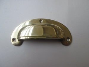 Round Lipped Cabinet Cup Pull Handle Polished Brass.