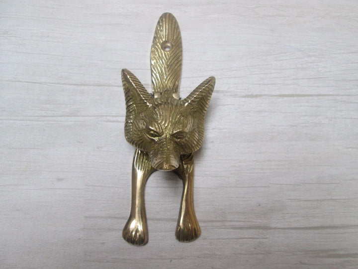 Fox Head Door Knocker Polished Brass.