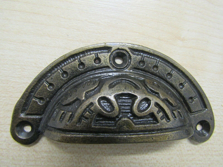 Round Inca Cup Pull Antique Brass.