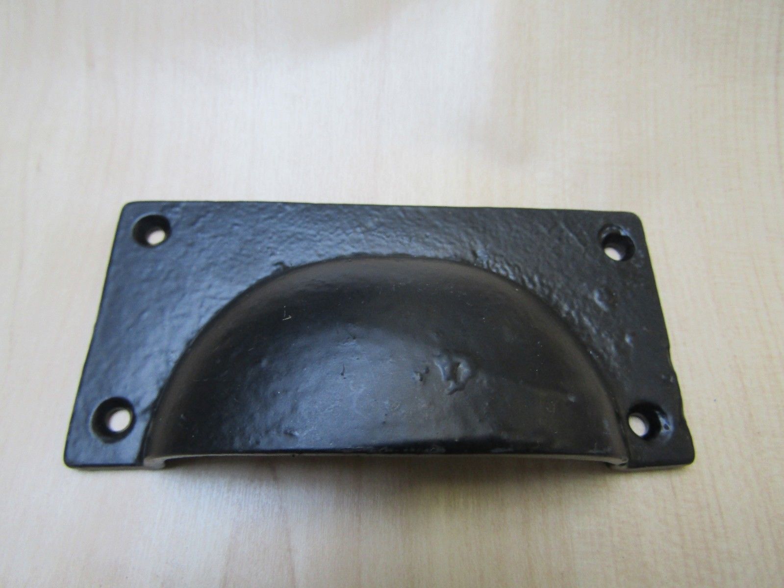 Large Rectangular Cup Pull Handle Black Antique.