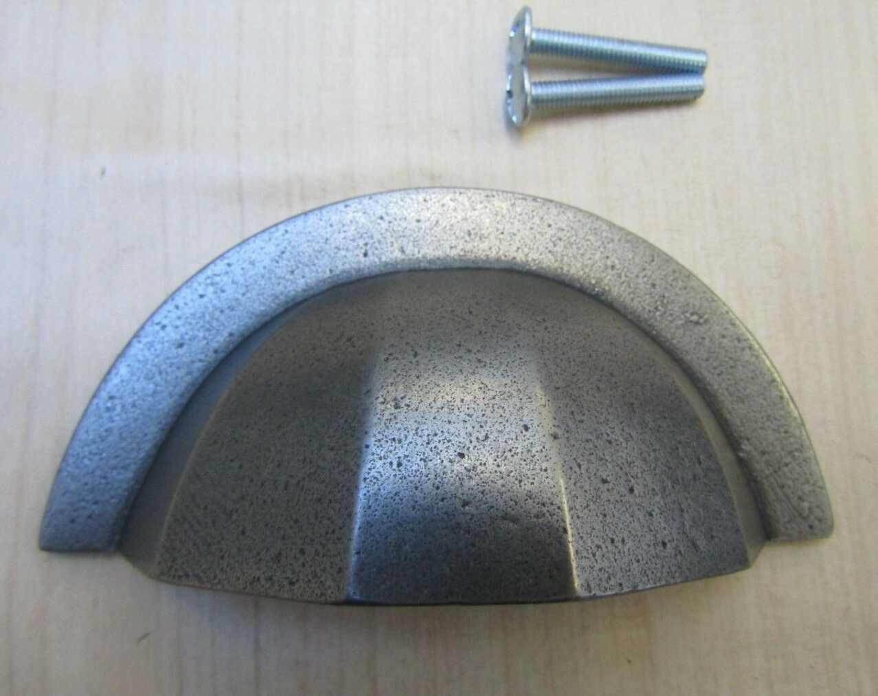 Bold Cup Shell Pull Handle Antique Iron.