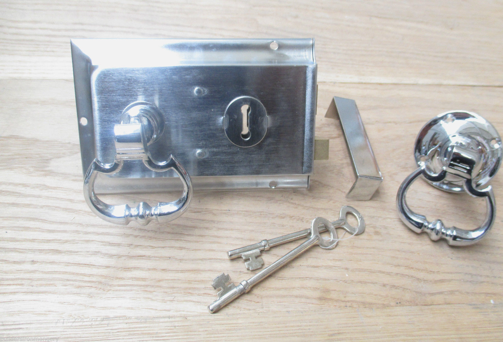 6inch Rim Lock Chrome & Carriage Rim Knob Set Polished Chrome.