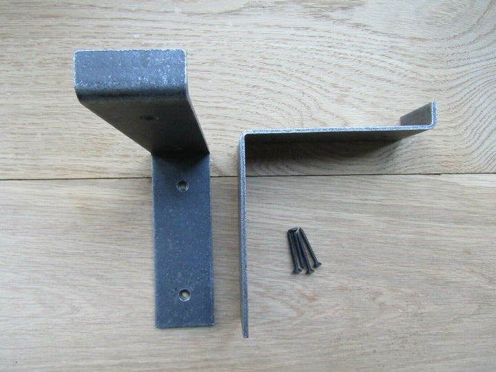 Pair of 5inch Utility Angled Lipped Shelf Bracket Antique Iron.