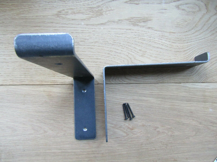 Pair of 9inch Utility Angled Lipped Shelf Bracket Antique Iron.