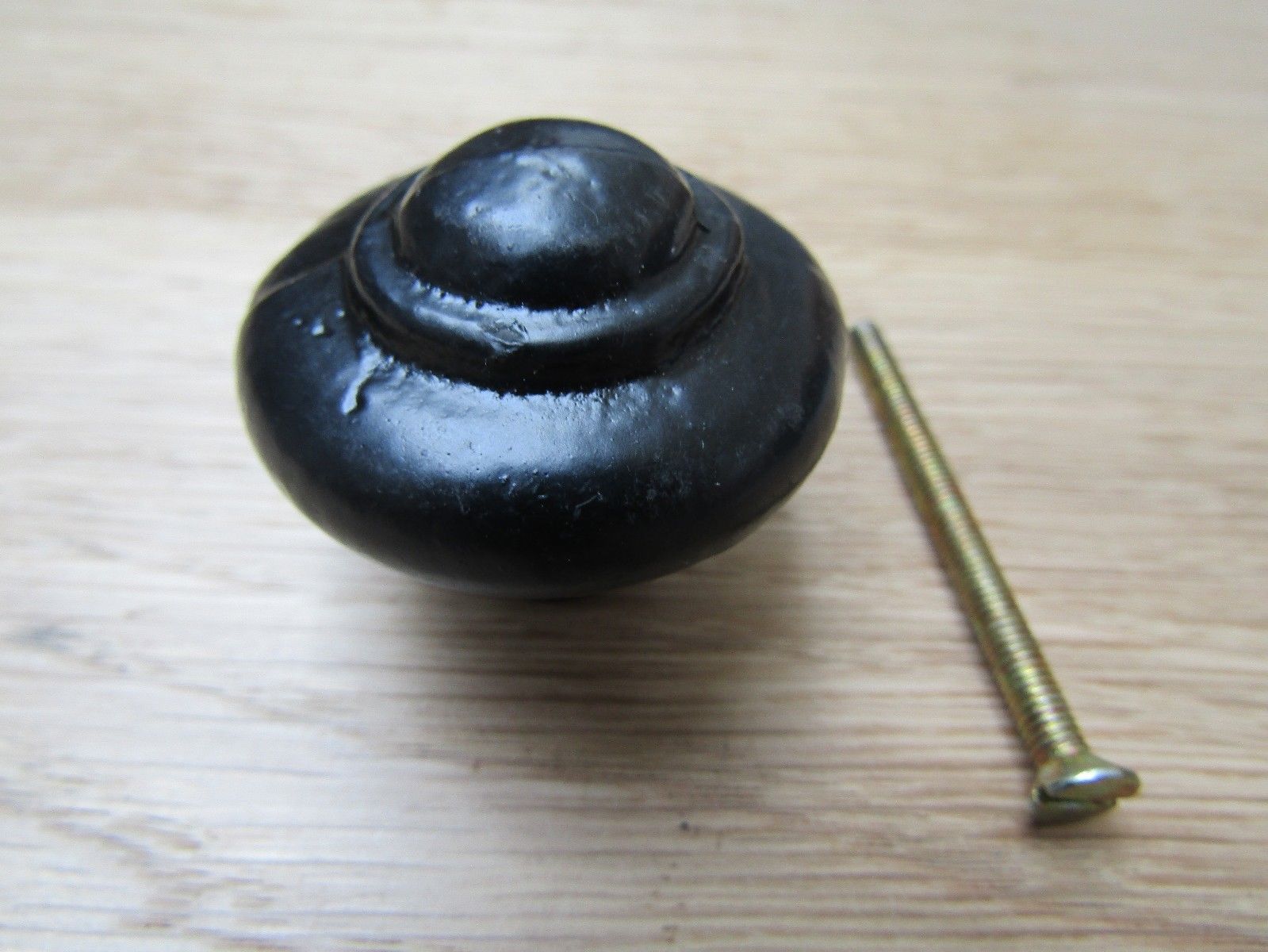 Cast Iron Stepped Cabinet Knob Black Antique 40mm.