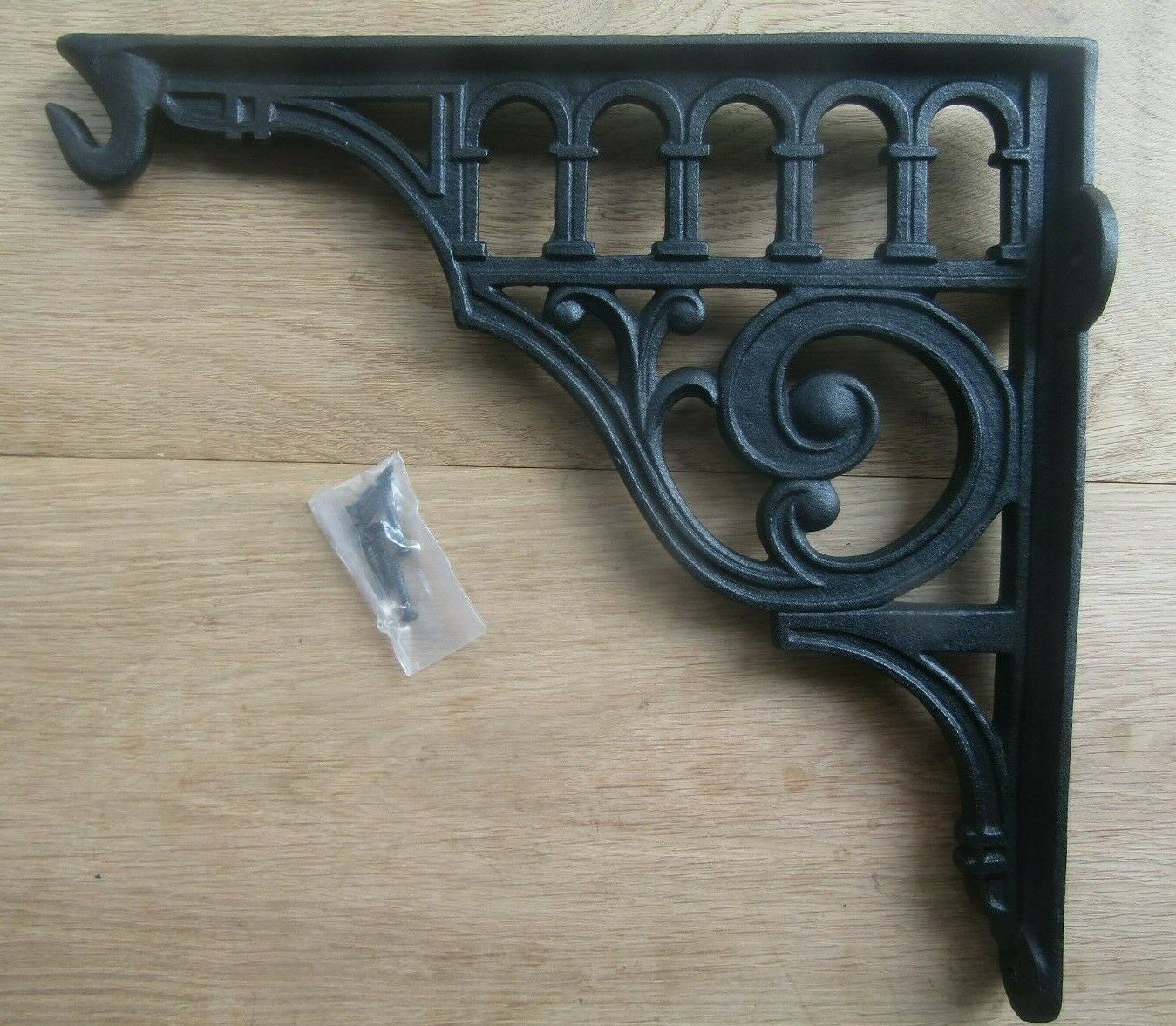 14inch Roman Hook Shelf Brackets Black Antique.