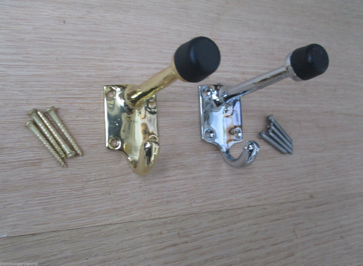 Cubical Buffer Hook Door Stopper Polished Brass.