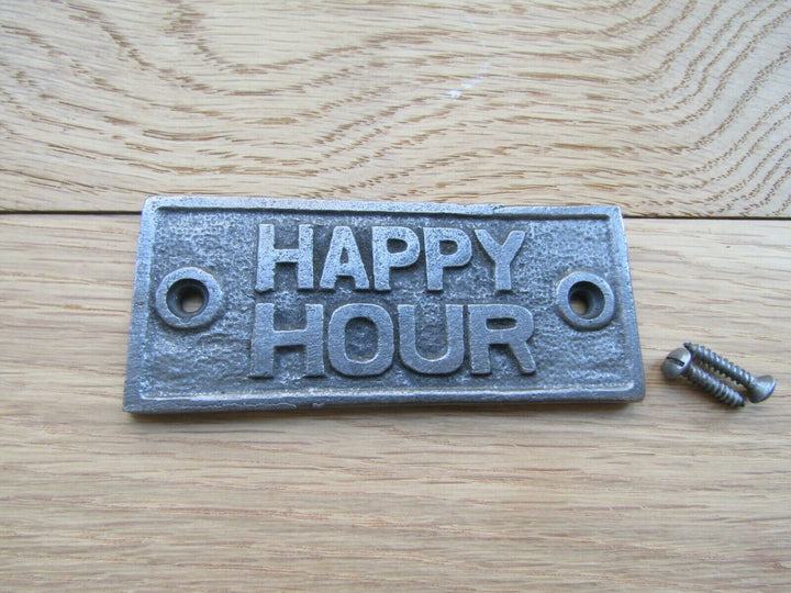 Cast Iron Happy Hour Plaque.