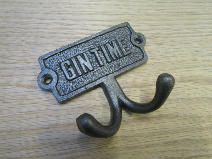 Gin Time Plaque Double Coat Hook.