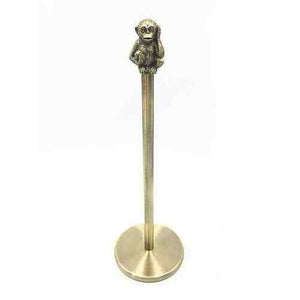 Cheeky Monkey Toilet Roll Storage Stand Antique Brass.