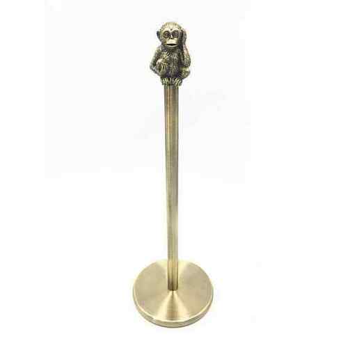 Cheeky Monkey Toilet Roll Storage Stand Antique Brass.