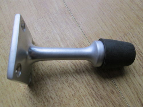 Door Stopper Square Base Projecting Satin Aluminium.