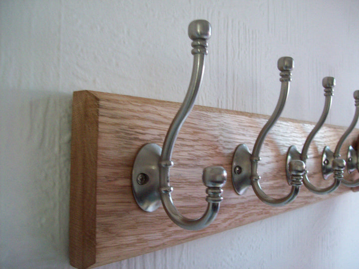 Satin Nickel Ball End 10 Hook Coat Rail 108cm.