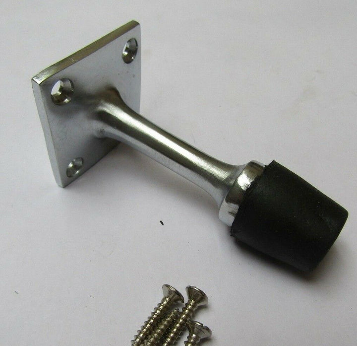 Door Stopper Square Base Projecting Satin Chrome.