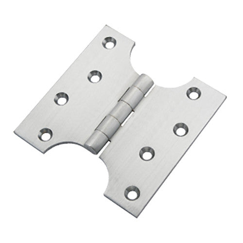 Pair Of 4inch Solid Brass Parliament Door Hinges Satin Chrome.