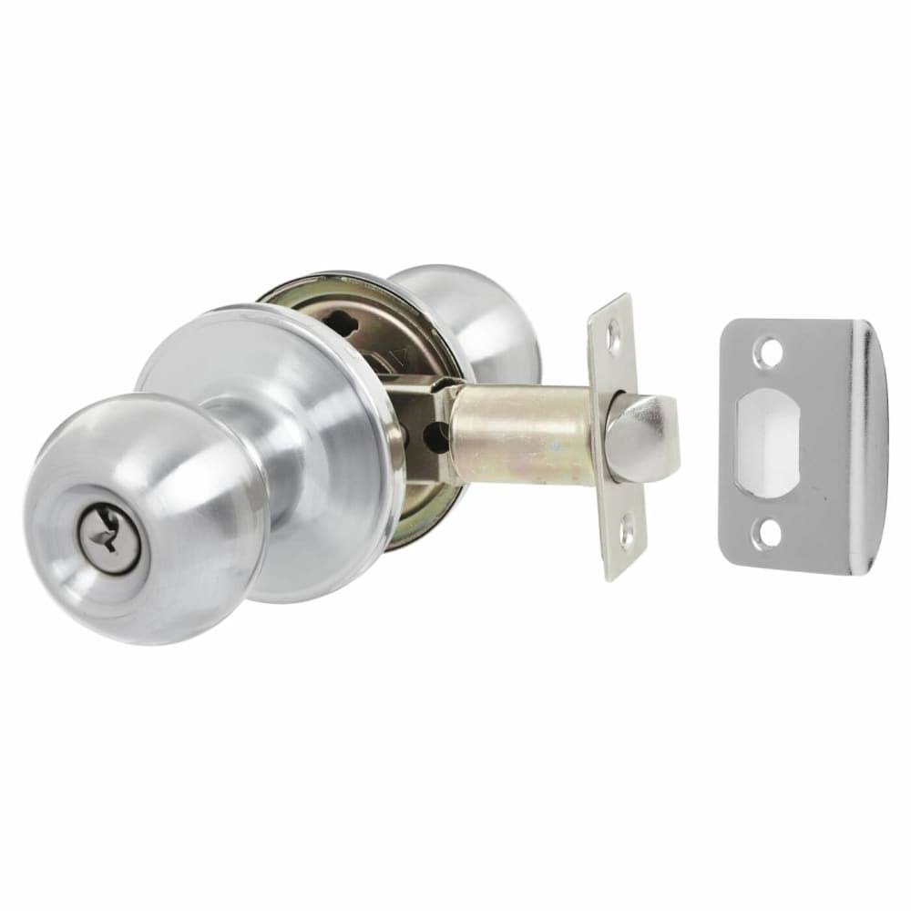 Round Mortice Entrance Door Knob Set Satin Chrome.