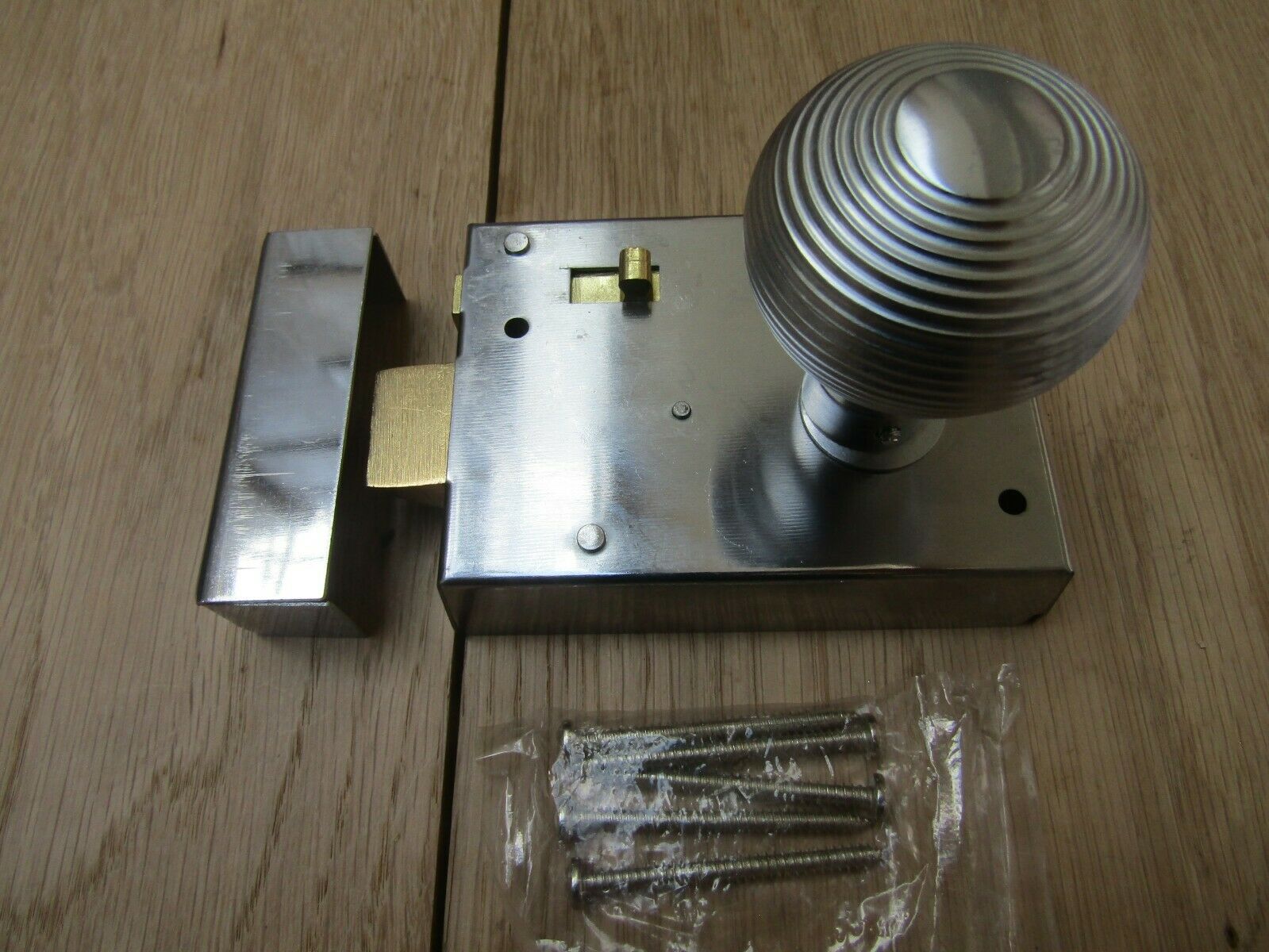 4inch Rim Latch Satin Chrome & Reeded Rim Satin Chrome Set.