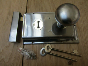 6inch Rim Lock Satin Chrome & Victorian Rim Satin Chrome Set.