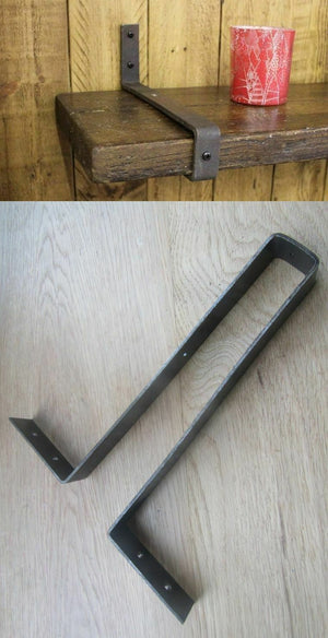 Pair Of 9inch Scaffold Strap Shelf Support Brackets Antique Iron.