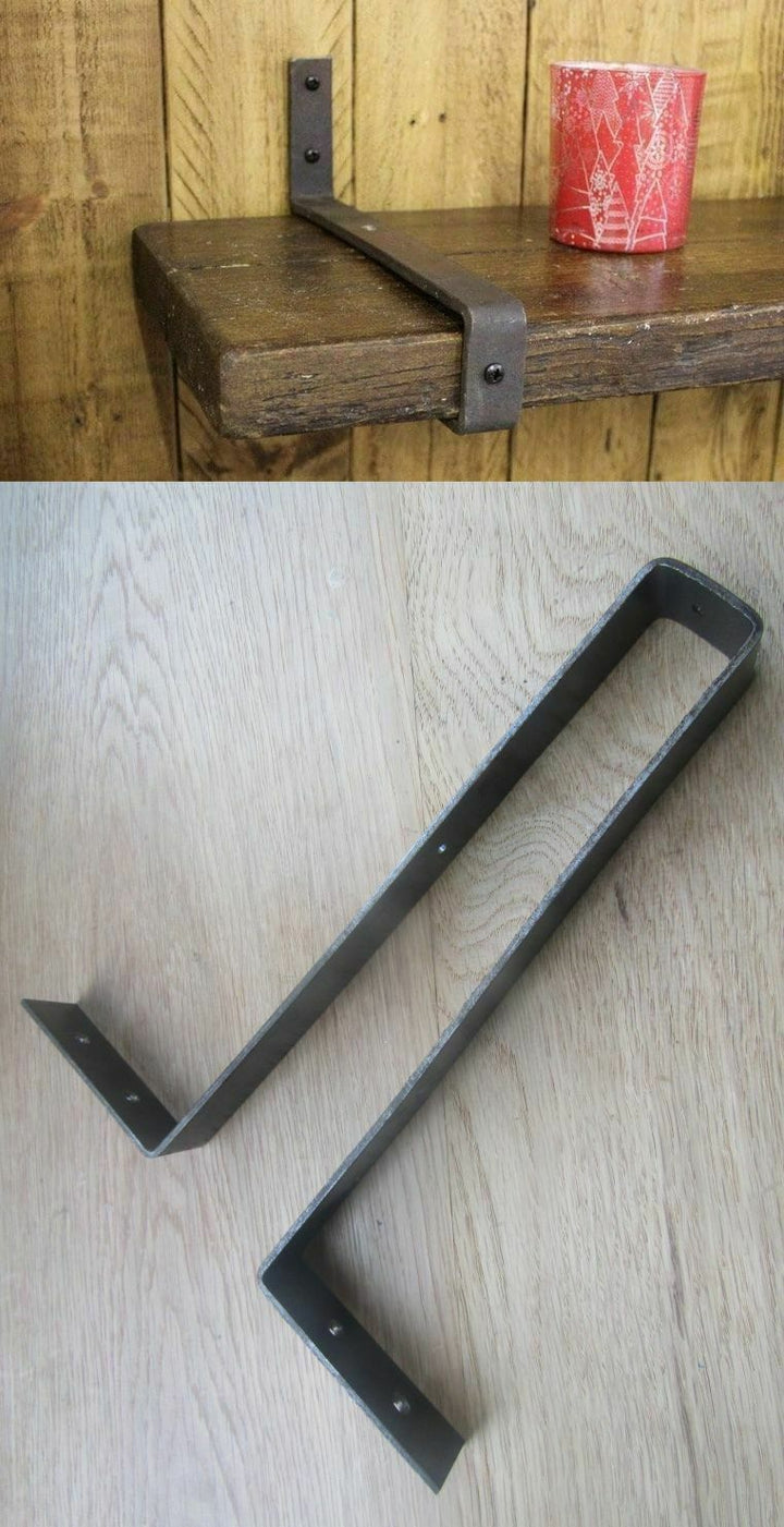 Pair Of 9inch Scaffold Strap Shelf Support Brackets Antique Iron.