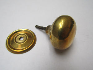 Screw In Cabinet Knob Natural Brass 38mm.